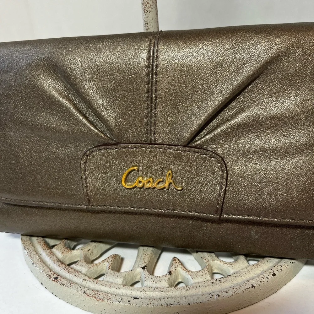 Coach Pewter Metallic Logo Wallet - Picture 2 of 8